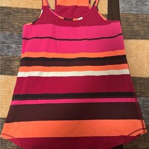 Lululemon Athletica Pink and Orange Striped Tank Top